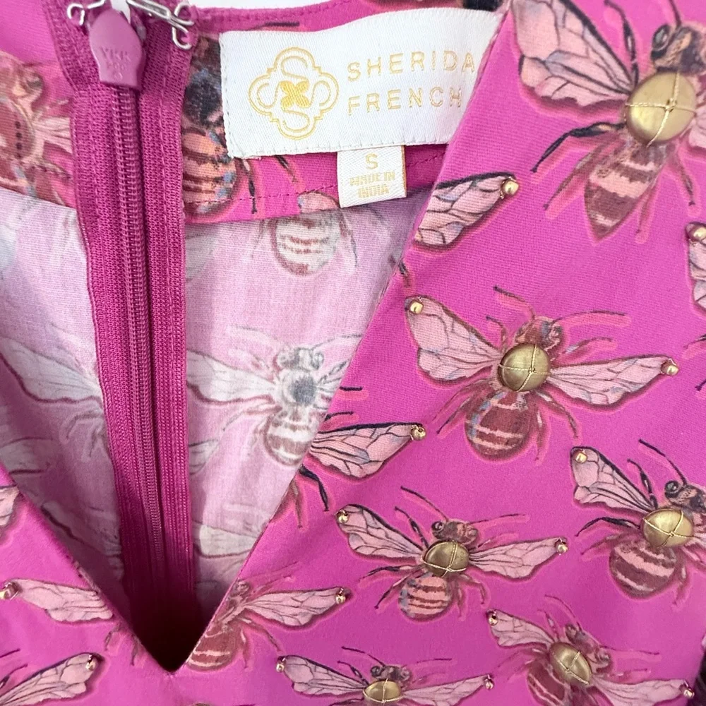 Pink Merlot Bee Print Sheridan French Dress - Picture 3 of 4